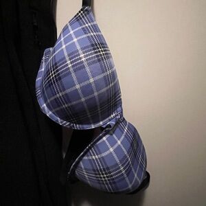 Blue and White Plaid T-Shirt Bra Victoria Secret/Pink